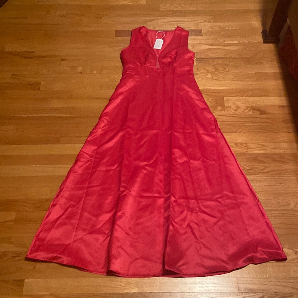 Solid Rose Red Sleeveless Maxi Dress